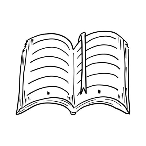 Open Book With A Bookmark In Hand Drawn Doodle Style Vector Sketch