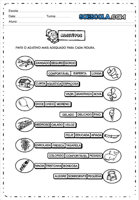 Atividades Com Adjetivos Para Imprimir E Copiar SÓ Escola