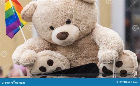 Gay Pride Bear Pride Flag Necklace Royalty Free Stock Photography CartoonDealer 55047917