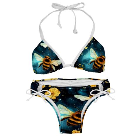 Starry Bees In The Sky Detachable Sponge Adjustable Strap Bikini Set