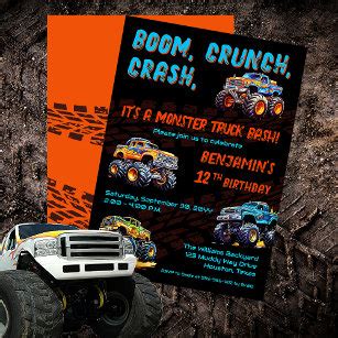 FREE Printable Monster Truck Birthday Invitation Templates