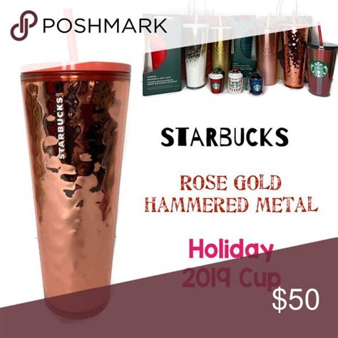 Starbucks Rose Gold Venti Hammered Tumbler Rose Gold Pink