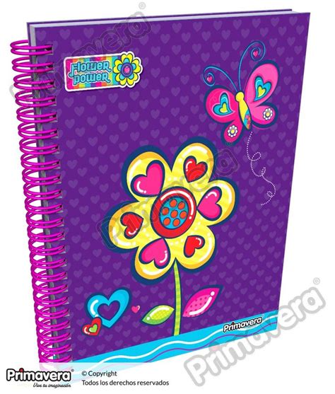 Cuaderno Y Materias Flower Power Escolar