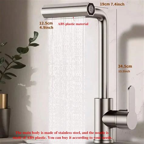 Modes Waterfall Sink Kitchen Faucet Stainless Steel Cold Hot Water Tap Single Handle