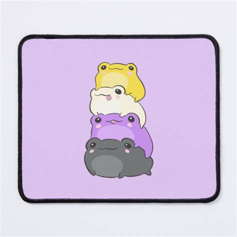 Mouse Pad Cute Nonbinary Pride Frog Pile: A Kawaii Aesthetic in Subtle Enby NB Flag Colors 11.8 ...