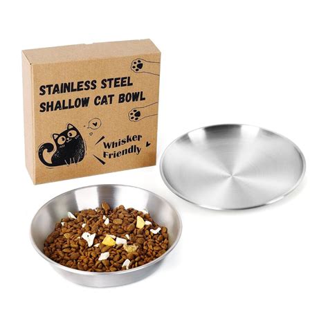 Petdream Stainless Steel Whisker Friendly Cat Dishes Set Sustainable Cats