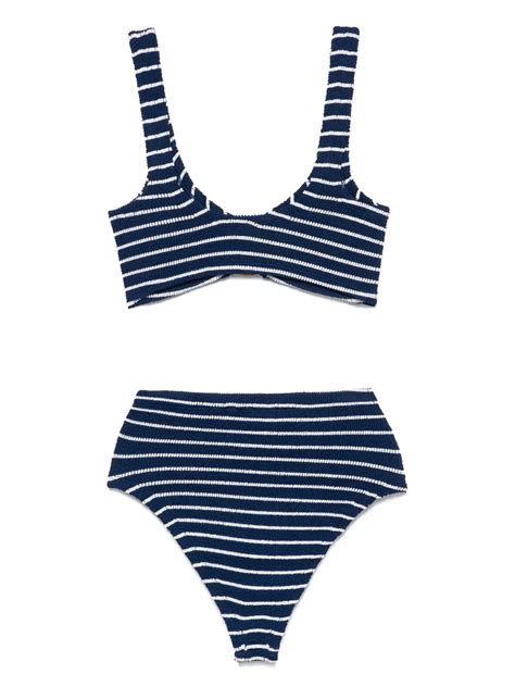 Hunza G Striped Bikini In Blue ModeSens