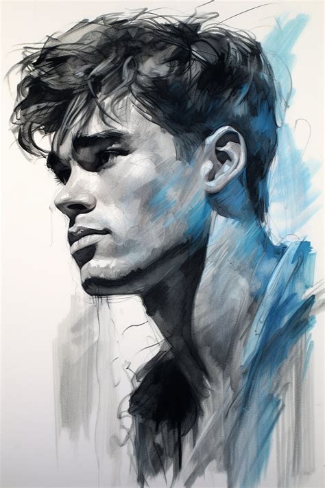 Charcoal Drawing Gay Art Male Painting Male Portrait Etsy