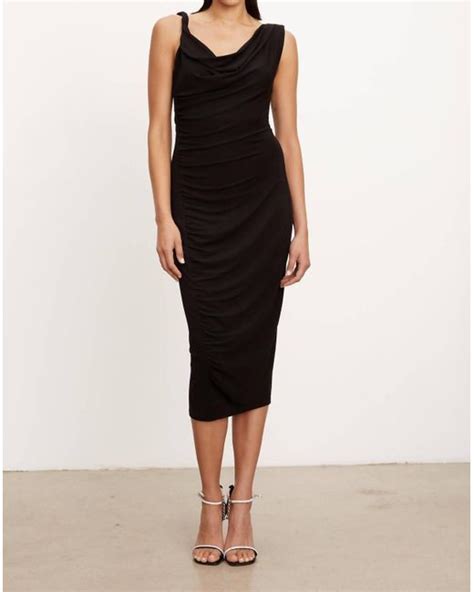 Velvet By Graham Spencer Twist Strap Fifi Midi Dress In Black Lyst