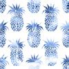 Pineapples Blue Watercolor Spoonflower