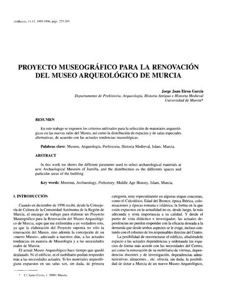 Pdf Proyecto Museogr Fico Para La Renovaci N Del Museo Para La