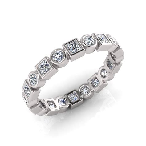 Round And Princess Bezel Set Eternity Ring Chemgold