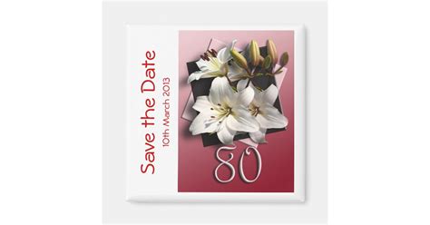 80th Birthday Party Save The Date Magnet Zazzle