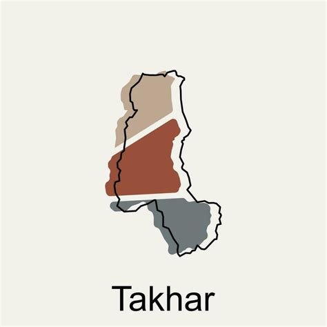 Takhar Map And Black Lettering Illustration Design Template On White