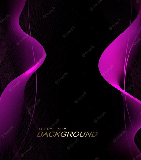 Черный абстрактный фон фиолетовый оттенок изогнутая вертикальная волна ...
