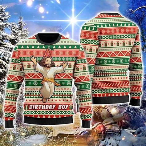 Jesus Ugly Christmas Sweater For Women Christian Mens Funny Ugly Sweater Crew Neck Sweatshirt