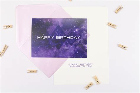 Space Sci Fi Themed Happy Birthday Card Purple Galaxy And Etsy Uk