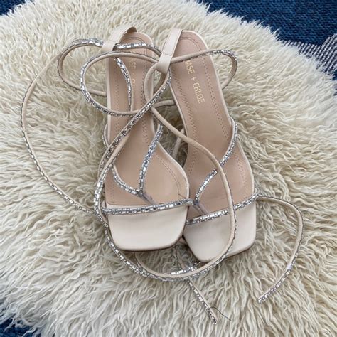 Chase Chloe Shoes Chase Chloe Size Strappy Bling Nude Heels Poshmark