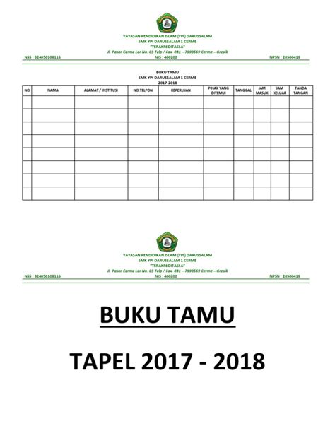 buku tamu satpam