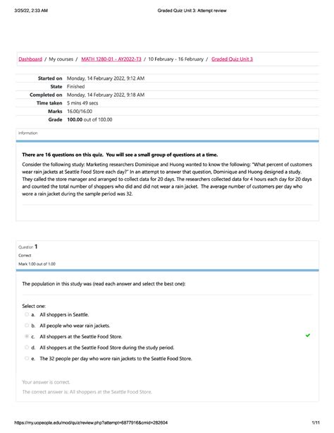 Graded Quiz Unit Attempt Review Math Uopeople Studocu