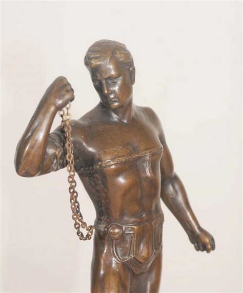 Semi Naked Bronze Male Figurine Statue Bondage Chained Man