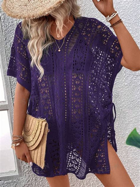 SHEIN Swim Vestido de encobrimento abertura e recorte vazado na coxa sem Maiô Bikini SHEIN