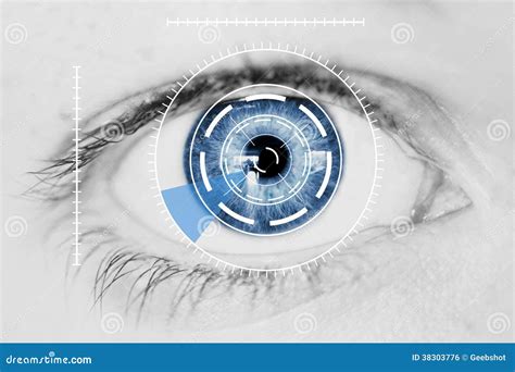 Security Iris Scanner On Blue Human Eye Stock Photo Image Of