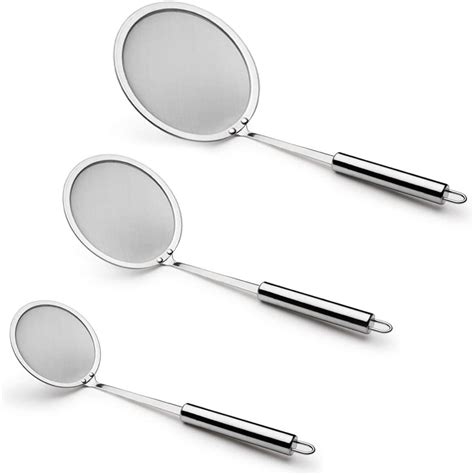 Roofei Set Of Hot Pot Fat Skimmer Spoon Stainless Steel Fine Mesh Strainer For Skimming Grease