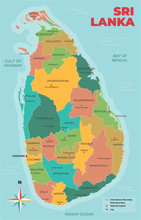 Detailed Sri Lanka Map States And Union Teritories 21613540 Vector Art