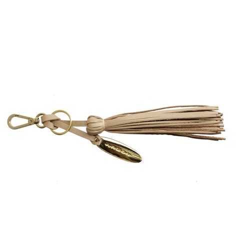 Chaveiro De Franja Em Couro Nude