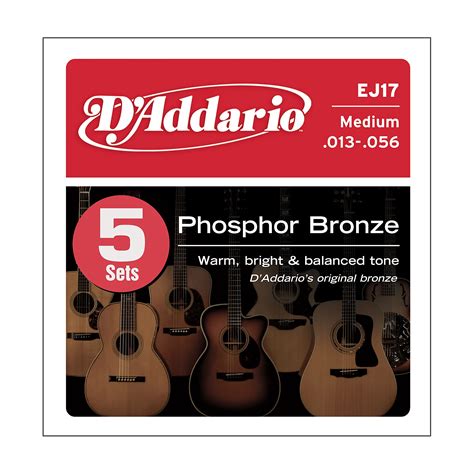 Daddario Ej17 5p Phosphor Bronze Acoustic Guitar Strings Medium Musicians Friend