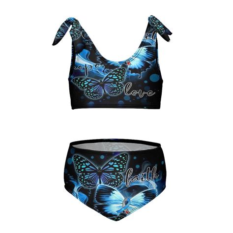 Three Butterfly Faith Hope Love Girl S Piece Bikini Set Beach