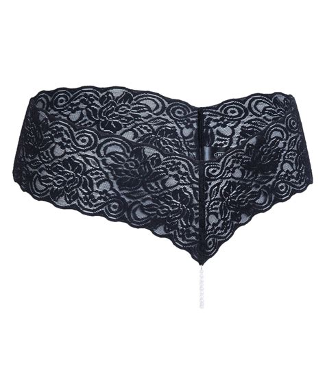 Chilirose Lingerie Perizoma Nero Con Perle Naturali E