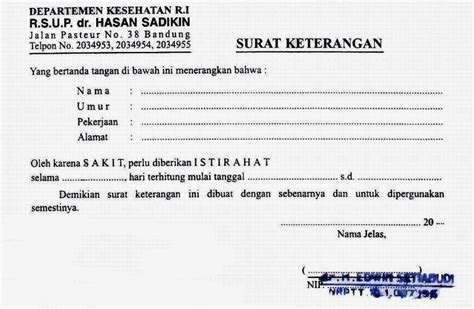contoh format surat keterangan sakit  dokter  benar contoh