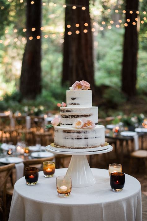 Rustic Naked Cake With Blush Flowers