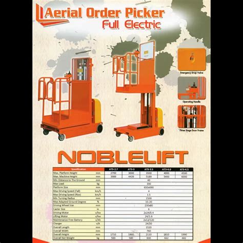 Jual Aerial Order Picker Cap 300 Kg Tinggi 4 5 M Merk Noblelift Jakarta