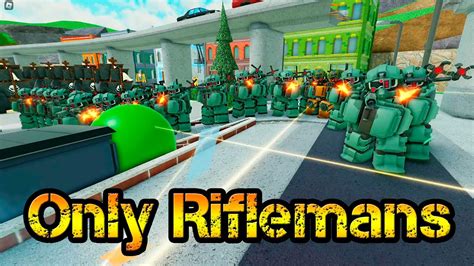 Only Riflemans Mercenary Base Fallen Mode Roblox Tower Defense Simulator Youtube