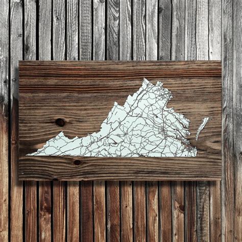 State of Virginia Wood Map | Burnt Laser Carved Wall Sign