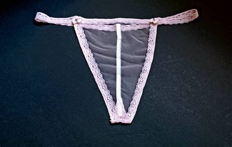 Sheer Pink G String Lace String Lingerie Wedding Night Honeymoon Or Romance See Thru Open