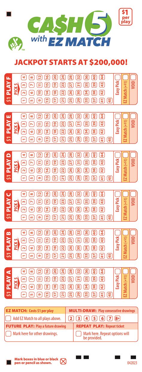Cash 5 With Ez Match Play And Check Winning Numbers