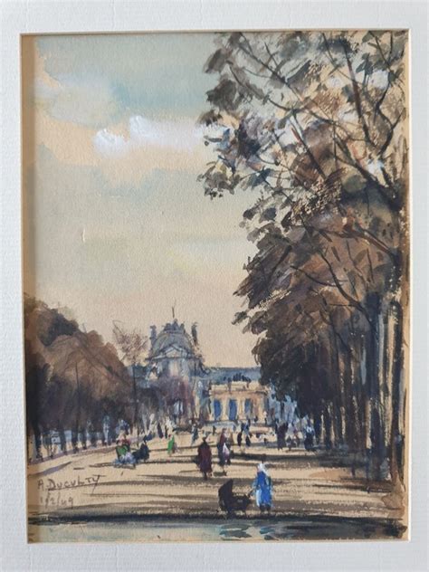 André Duculty 1912 1990 Watercolor on Paper the Tuileries Garden in