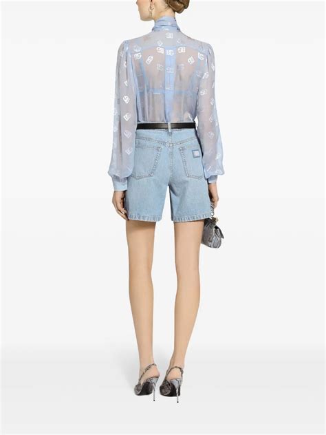 Dolce Gabbana Pussy Bow Collar Semi Sheer Shirt White Farfetch Uk