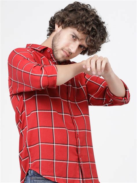 Buy Ketch Red White Slim Fit Checked Casual Shirt For Men Online At