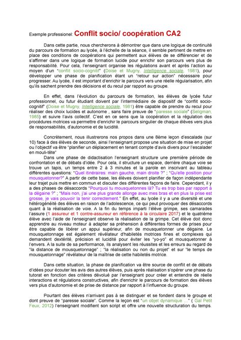 Conflit Socio Coopération Ca2 Exemple Professionel Conflit Socio