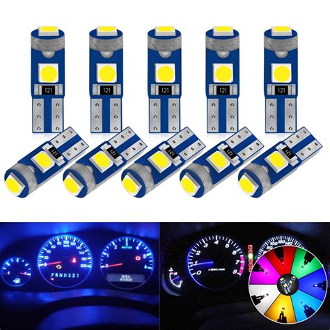 Hotbest 10pcs T5 Car Gauge 3030 3smd 12v Led Speed Dashboard Dash Side