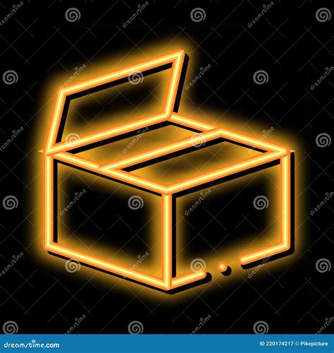 Karton Transportbox Verpackung Neon Glühen Symbol Illustration Vektor