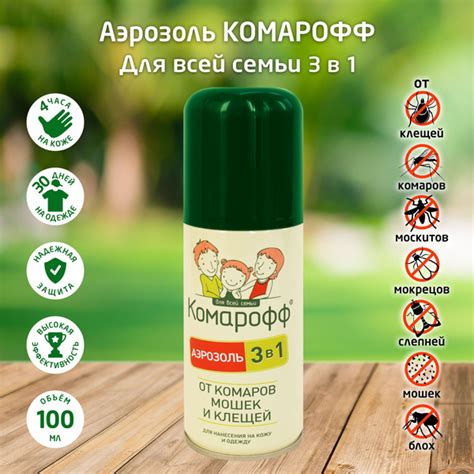 Аэрозоль от комаров, клещей и мошек КОМАРОФФ 3в1 100мл. - купить с ...