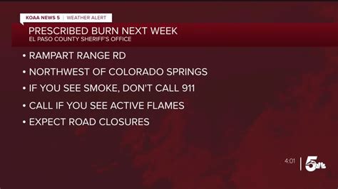 Prescribed Burns Planned For El Paso County Expect To See Smoke In The