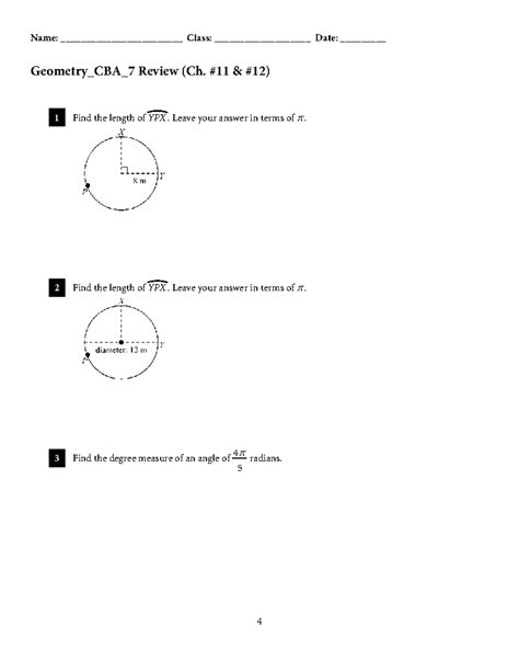 Geometry CBA 7 Review - Exam Prep for Chapters 11 & 12 - Studocu
