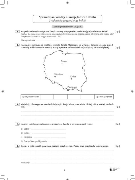 Sprawdzian Z Geografii Klasa Dzia Wsp Rz Dne Geograficzne